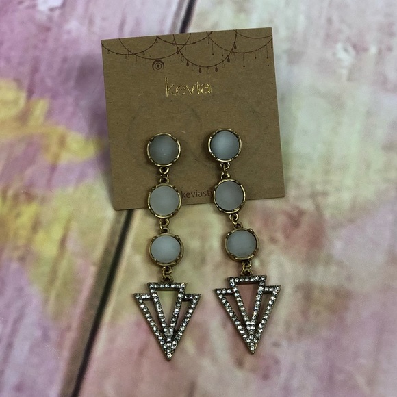 Kevia Frosted Stone & Pave Dagger Drop Earrings - Picture 2 of 4